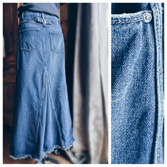 Free People Patchwork Denim Maxi Skirt - Picture 5 of 12